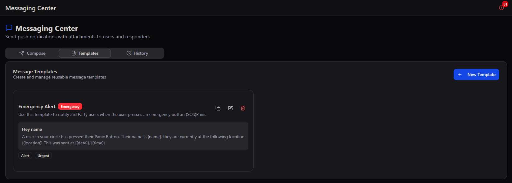 Message Templates tab