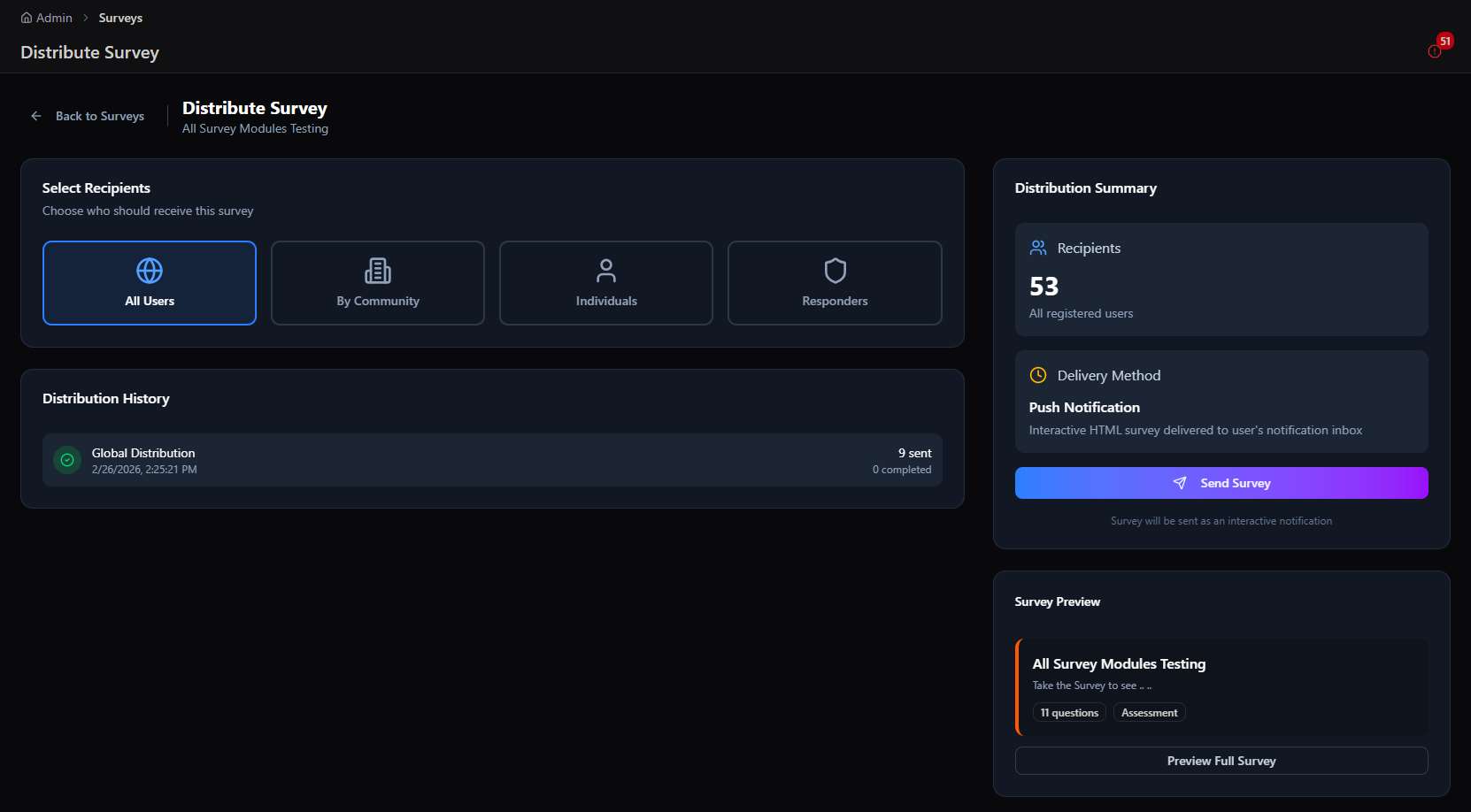Distribute Survey - All Users