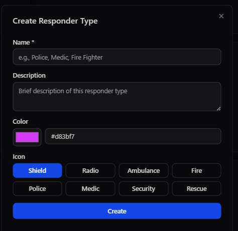 Create Responder Type modal