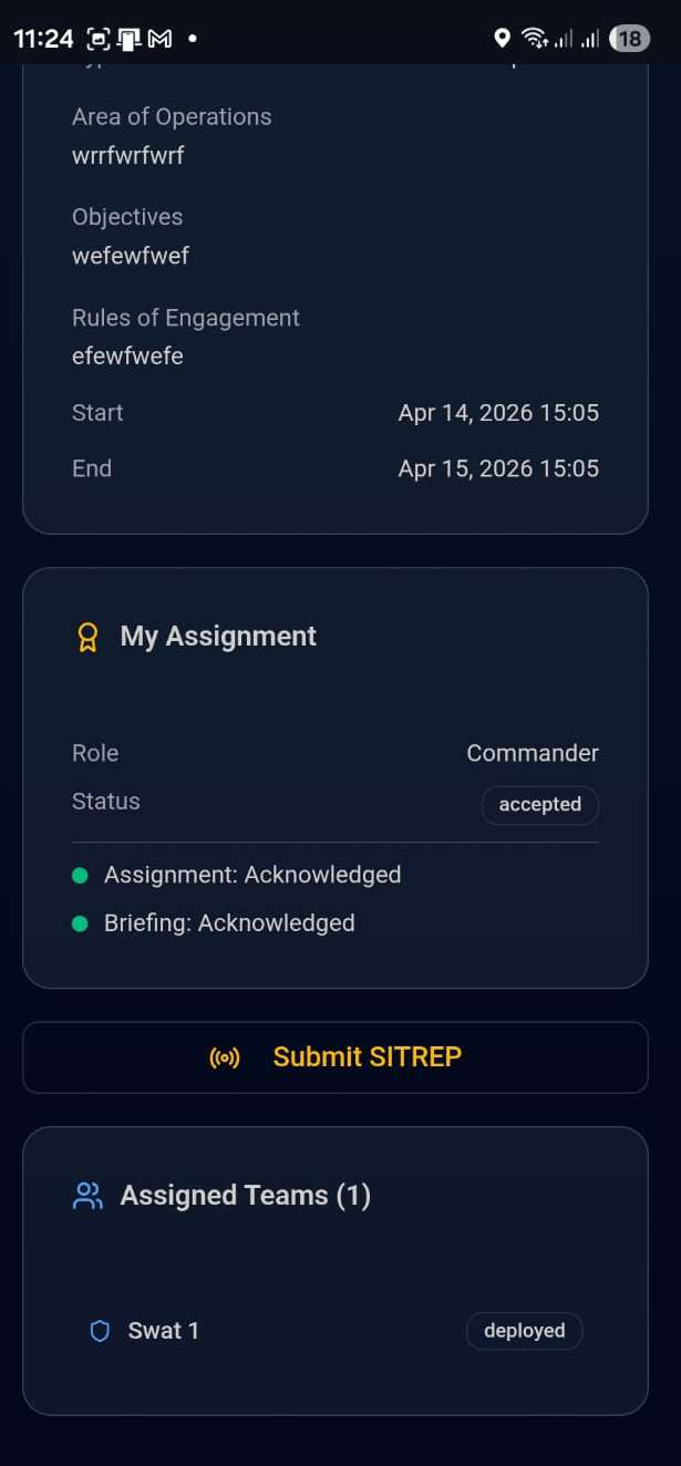 My Assignment card with role, status, and assigned teams