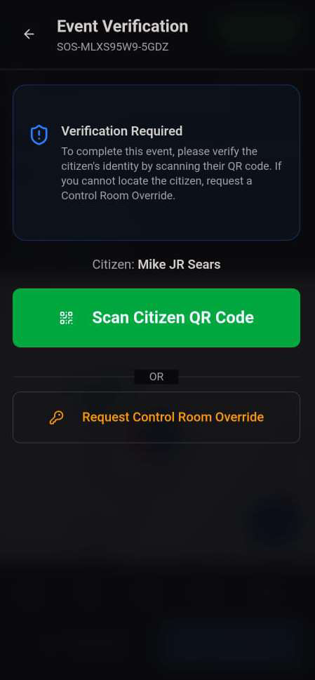 Event Verification required screen