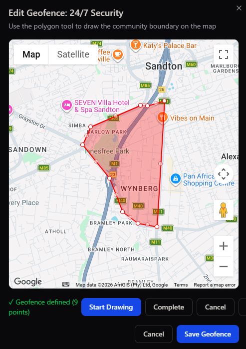 Edit Geofence modal