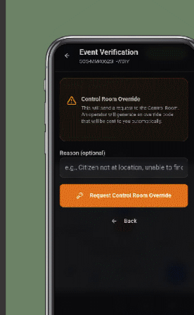 Control Room Override request form